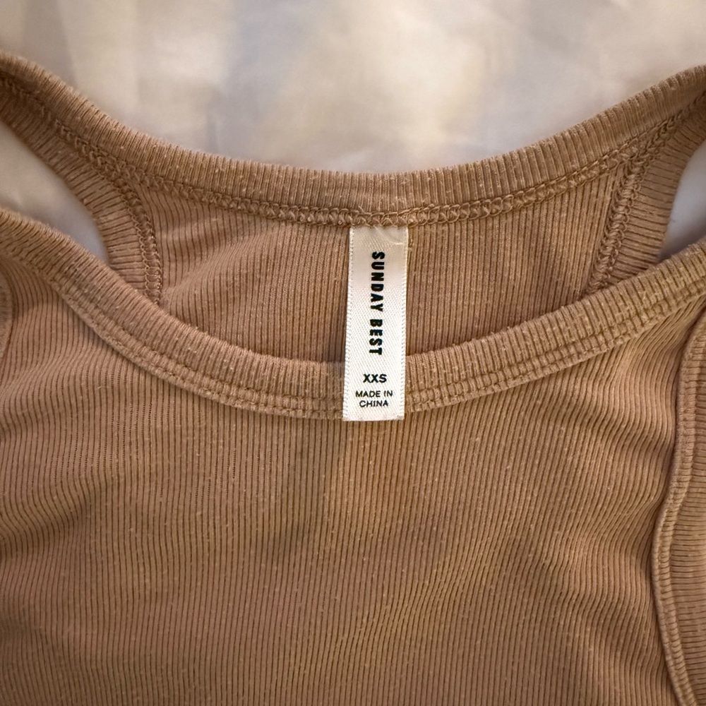 Sunday Best Tan Ribbed Tank Top - Picture 2 of 3